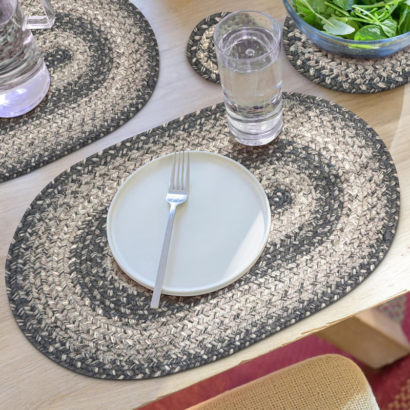 Napperons d'intérieur en jute de qualité supérieure - taille 13 po x 19 po, Colline Flint, Ovale