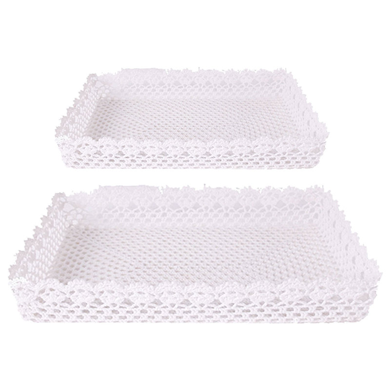 Tessa Lace Trays - Set of 2 - White