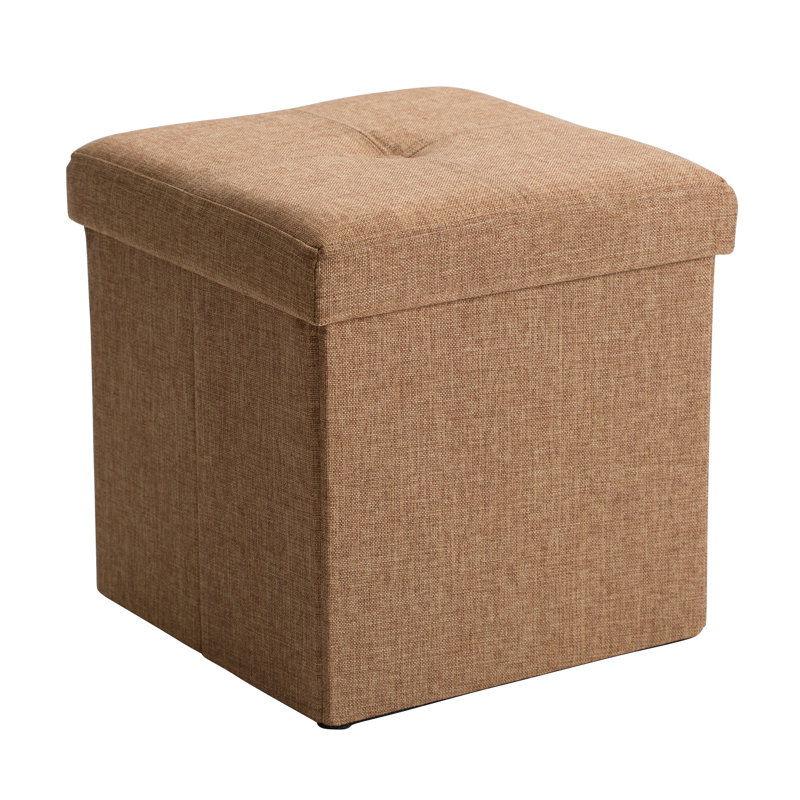 Besmir Faux Leather Ottoman, Camel Faux Leather