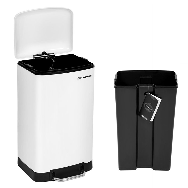 30 Litre Step On Trash Can, White