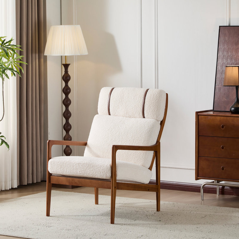 Fauteuil d'appoint Mid Mid Century, Beige Boucle 