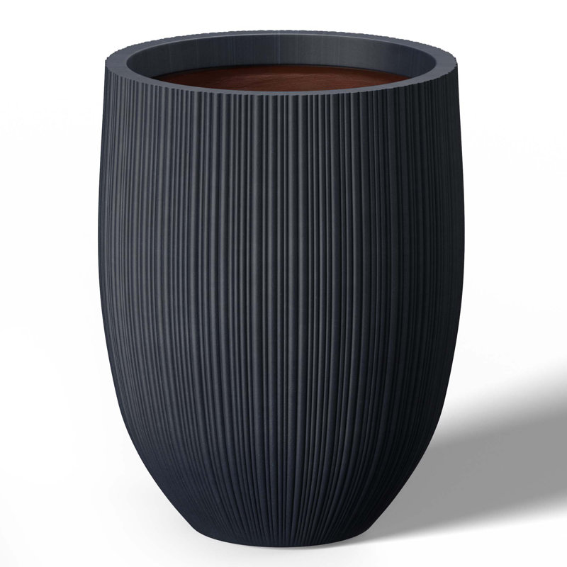 17 In. Large (Upgraded Interior) Concrete Round Planter / Pot With Drainage Holes, Granite Gray (Upgraded Interior)
