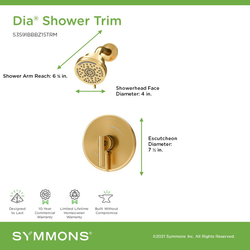 Robinet de douche à poignée simple Dia HydroMersion, Bronze