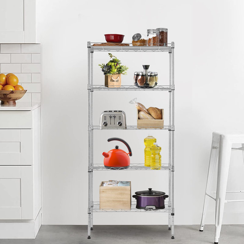 Étagère en métal, étagère de rangement étroite, support de rangement autoportant robuste pour la cuisine, le garde-manger, le garage et la salle de lavage