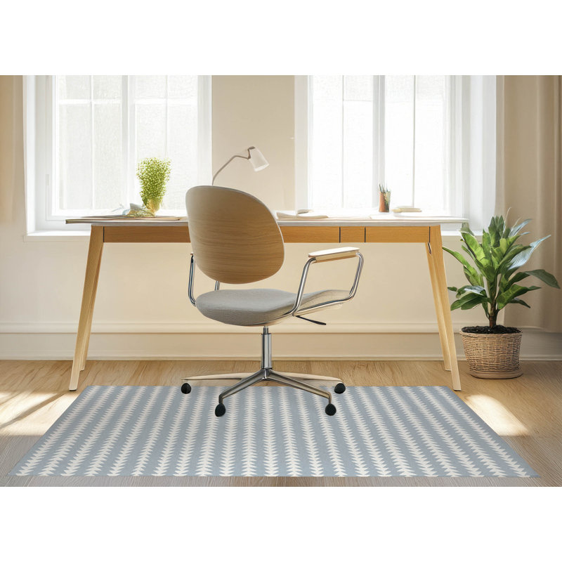 Tapis de bureau Tribal, L 7 pi x L 5 pi, Bleu ardoise