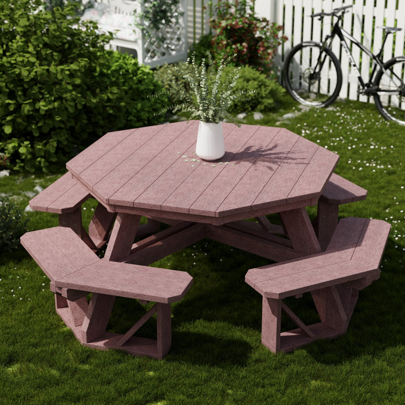 Table de pique-nique Heritage Octagon, Bois de cerisier