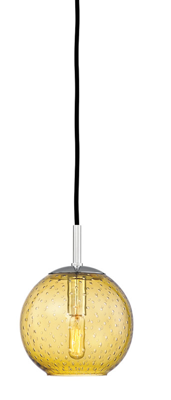 Rousseau 1 Light Pendant, Polished Chrome, Blue, 7.75" H X 6" W X 6" D