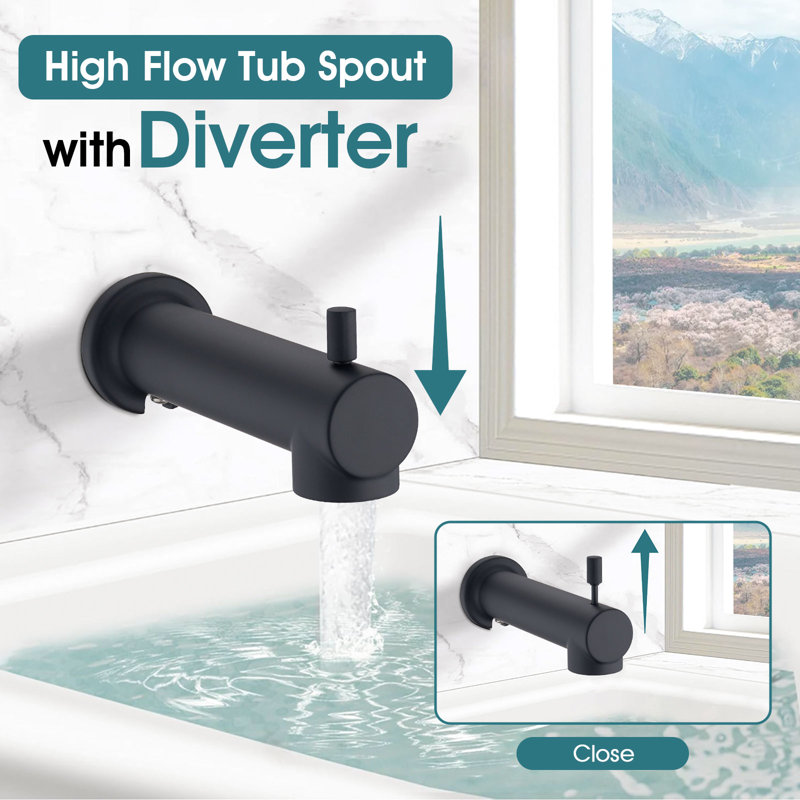 Tub Shower Faucet Set With High Pressure 8" Square Rain Shower Head，Replacement Faucet Shower Trim Kit, Matte Black