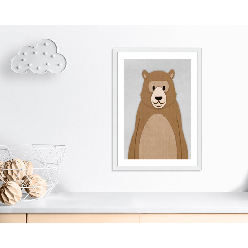 Adhésif décoratif Cheery Bear, H 34,5 po x l 24,5 po x P 0,6 po, Encadré plat blanc