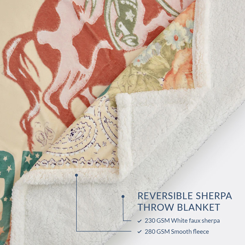 Ensemble de 2 jetés Campfire Sherpa Western Southwestern Lodge, Vive les cow-filles