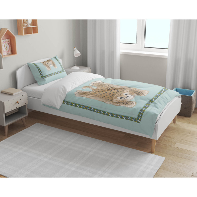 Lil Lying Leopard Comforter Set, Blue