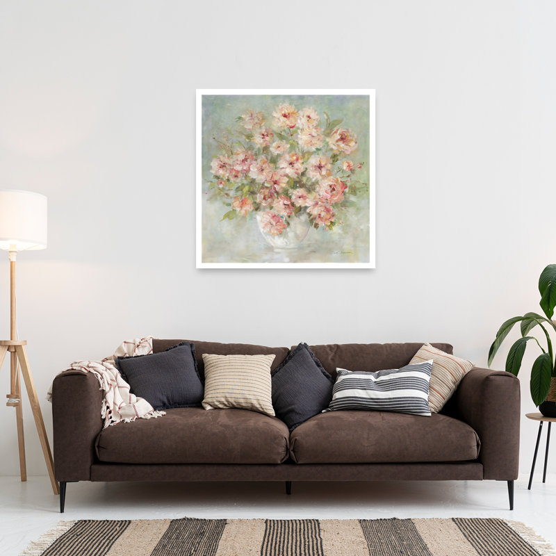 «Joy of Roses», impression d'art contemporain contemporain rêveur élégant, 36" H x 36" W