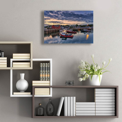Art mural en verre Breakwater Bay «Dawn In The Harbor» par Rick Berk
