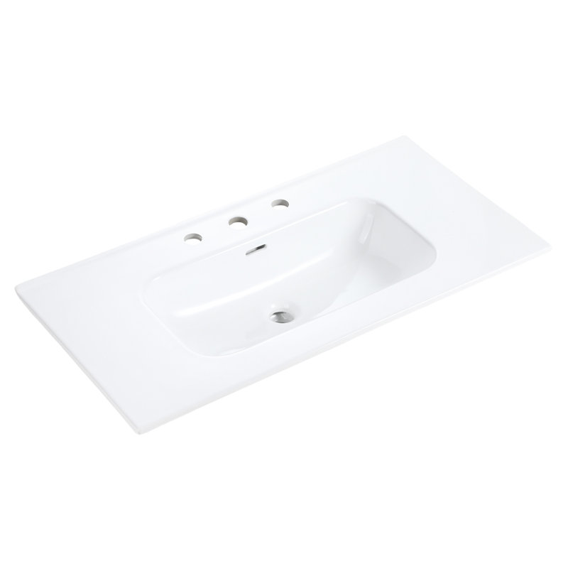 White Ceramic Basin, Seamless Integration Glossy