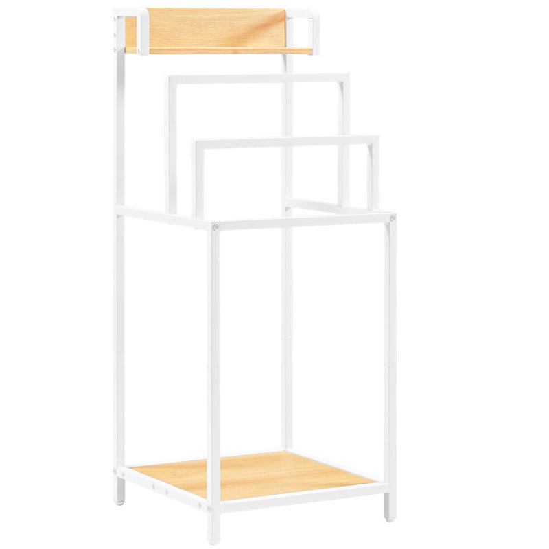 Porte-serviettes sur pied avec 3 barres et 2 tablettes, porte-serviettes avec pieds réglables et ensemble anti-basculement, rangement pour salle de bain
