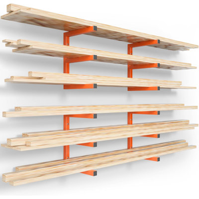 Wood Organizer and Lumber Storage Rack Wall Mount, Heavy Duty Metal Shelf (no wood)