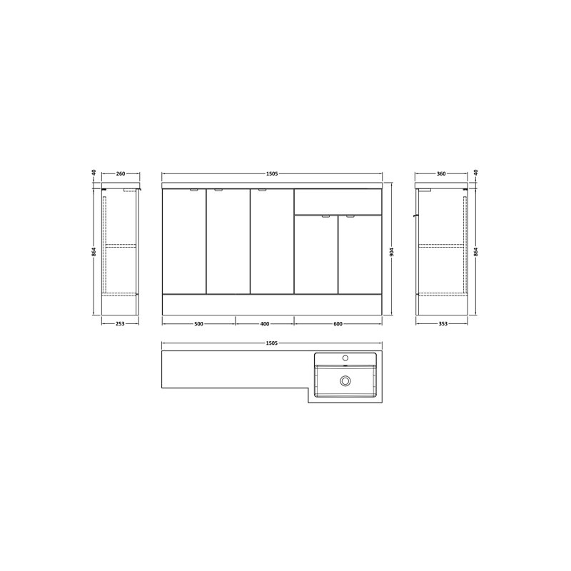 Single Bathroom Vanity with Drop In Basin