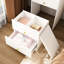 31 coiffeuses avec miroir à DEL, tabouret de rangement rembourré et 4 compartiments - bois blanc pour la chambre à coucher et le maquillage 3 températures de couleur personnalisables