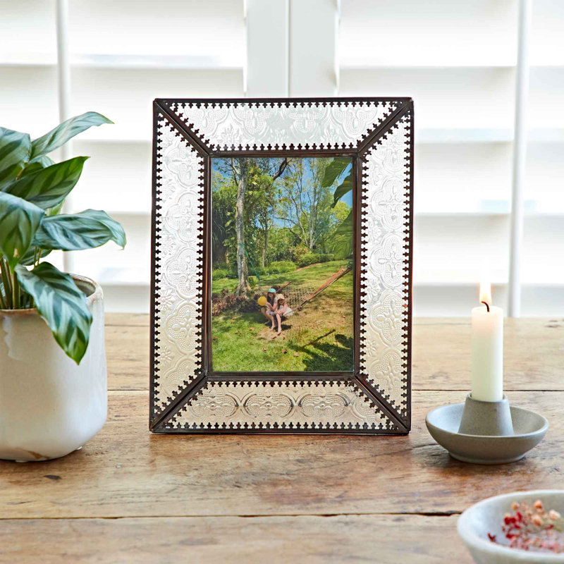 Antique Silver Glass Picture Frame
