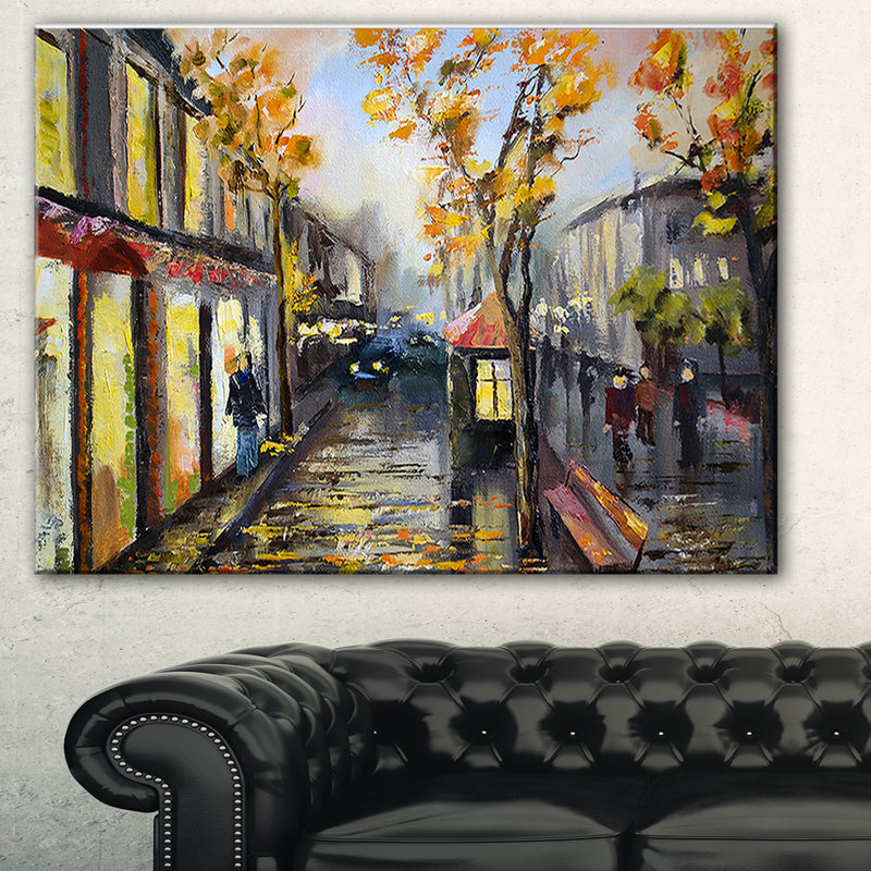 «City in Yellow Shade», reproduction de peinture à l'huile sur toile, H 20 po x l 20 po x P 1 po