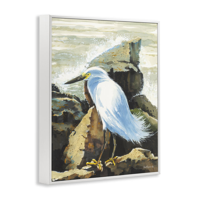 Giclée encadrée, par John Rossini, H 14 po x l 11 po, Estampe numérique encadrée blanc bord de mer