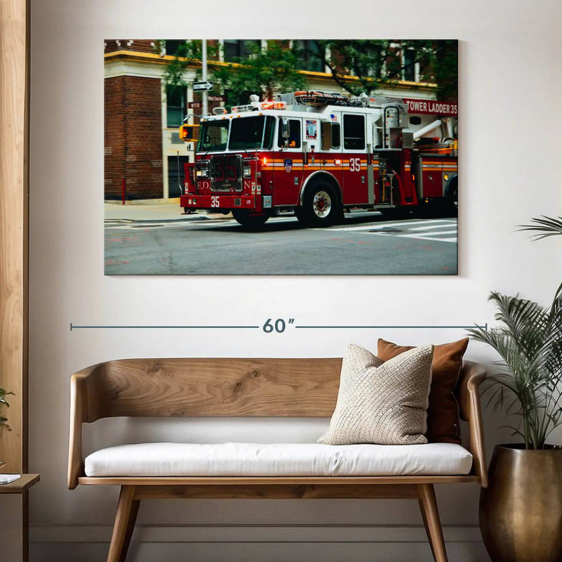 Mehar NY Fire Truck In Action, 34" H x 51" W