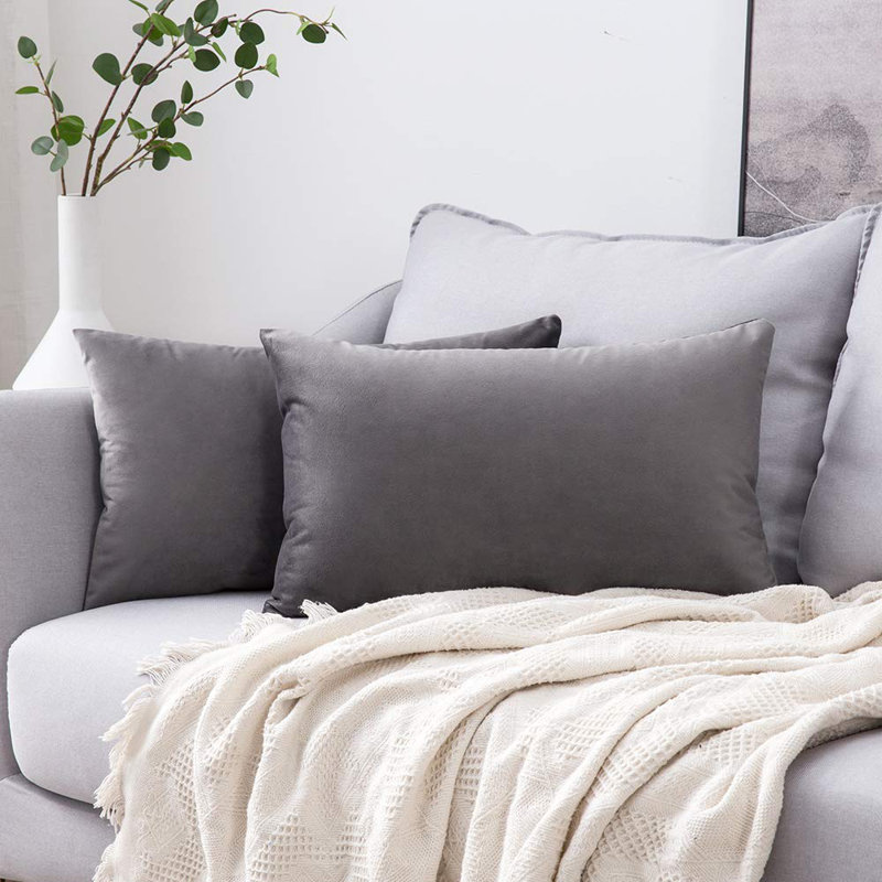 Housse de coussin lombaire Payson, Gris, H 12 po x l 20 po