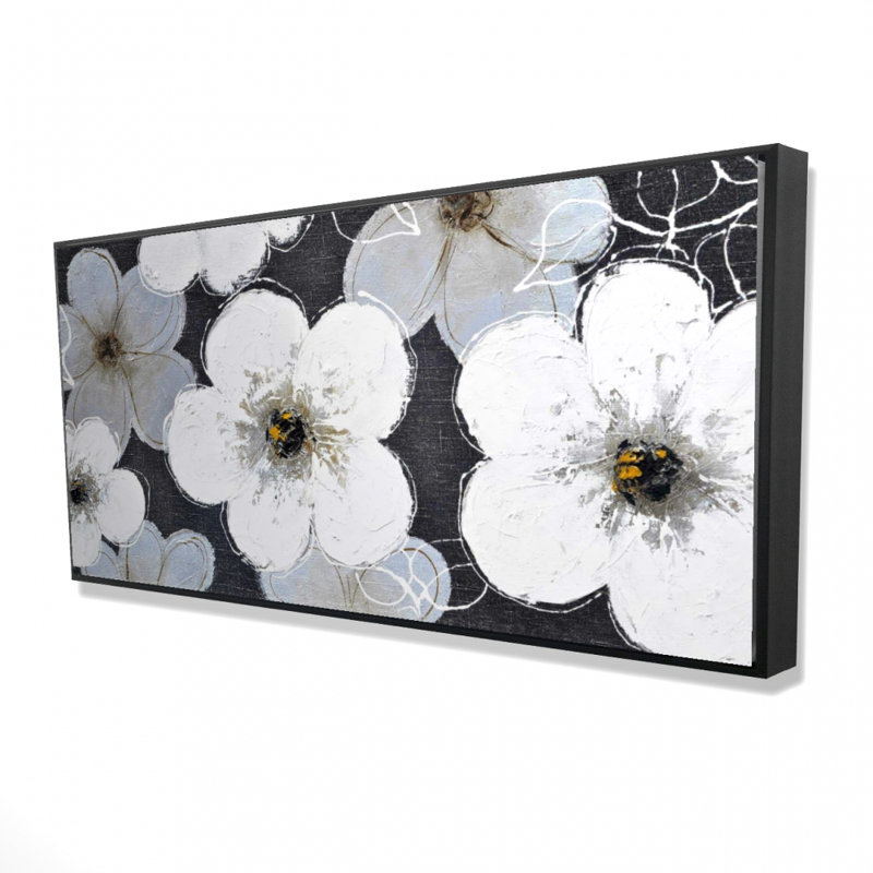 Gray Flowers Print On Canvas
