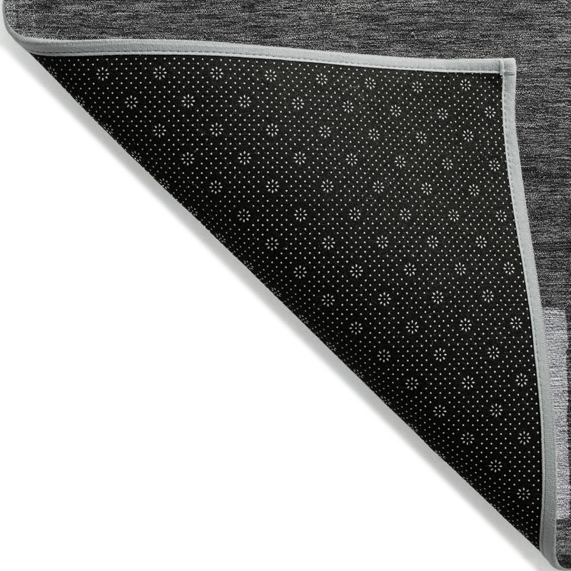 Black Geometric Rectangular Synthetic Washable Rug 3' x 5'