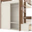 Lit superposé simple au-dessus de simple avec 4 tiroirs de rangement, lit superposé en bois massif avec garde-robe intégrée et garde-corps pleine longueur, aucun sommier nécessaire, beige et naturel-1113970281