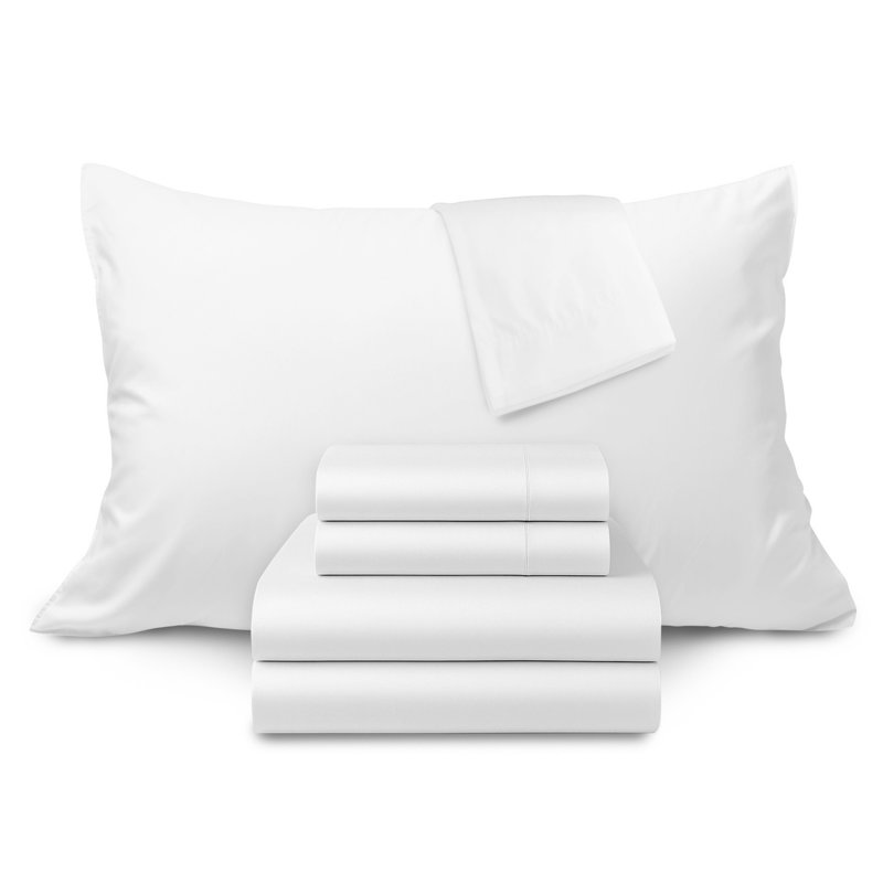  500 Thread 100% Cotton Sateen Sheet Set (4PC.), Full, White