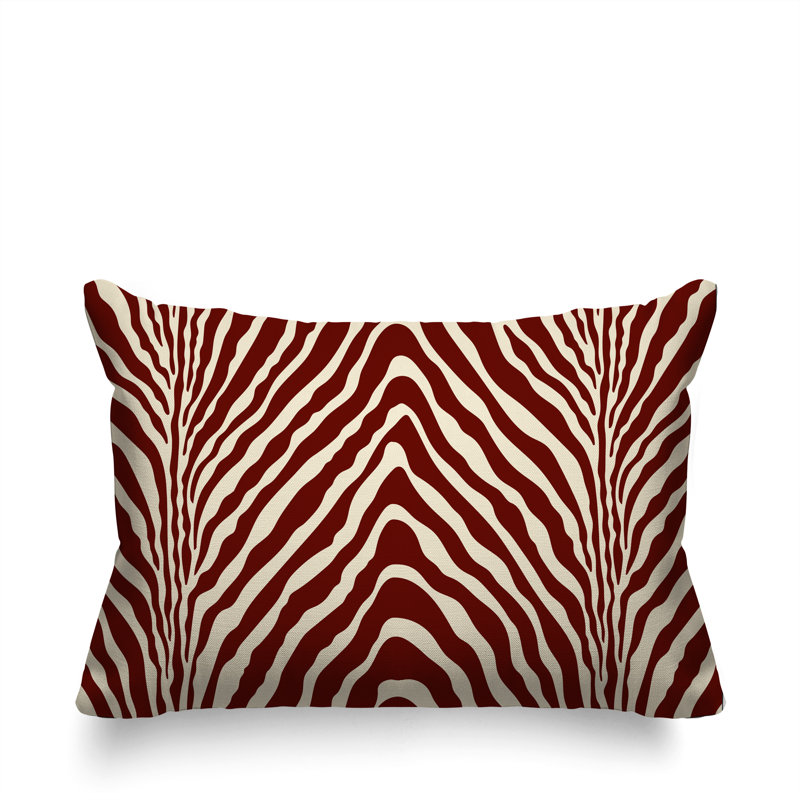 Oreiller rectangulaire réversible intérieur / extérieur Gilda, Rectangle H 18 po x l 25 po, Rouge
