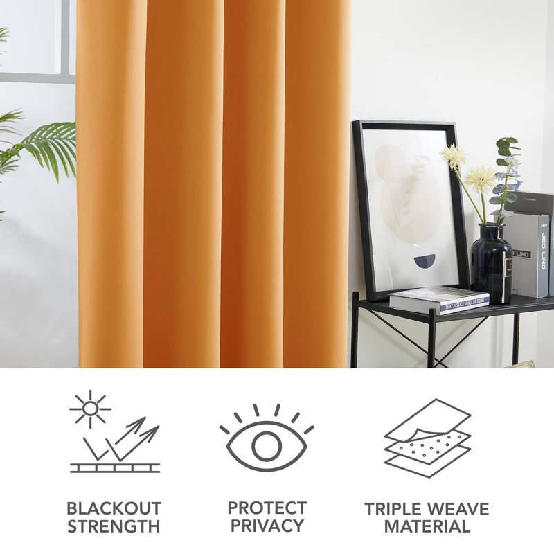 Quayshaun Blackout Curtain Pair, 55cm Width x 280cm Drop