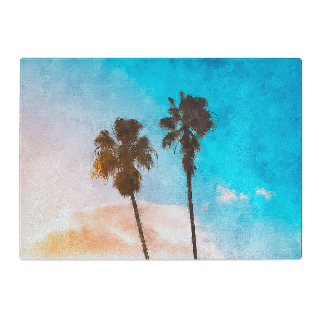Tempered Glass Los Angeles Palm Trees Chopping Board
