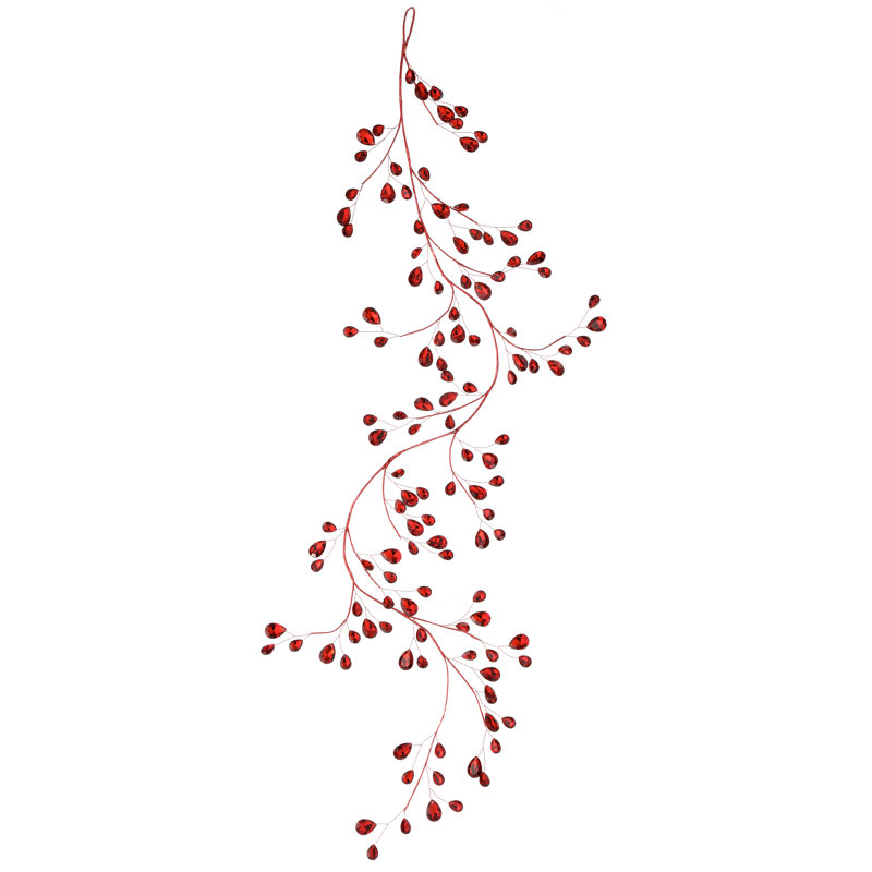 48" Red Metal and Faux Jewel Garland