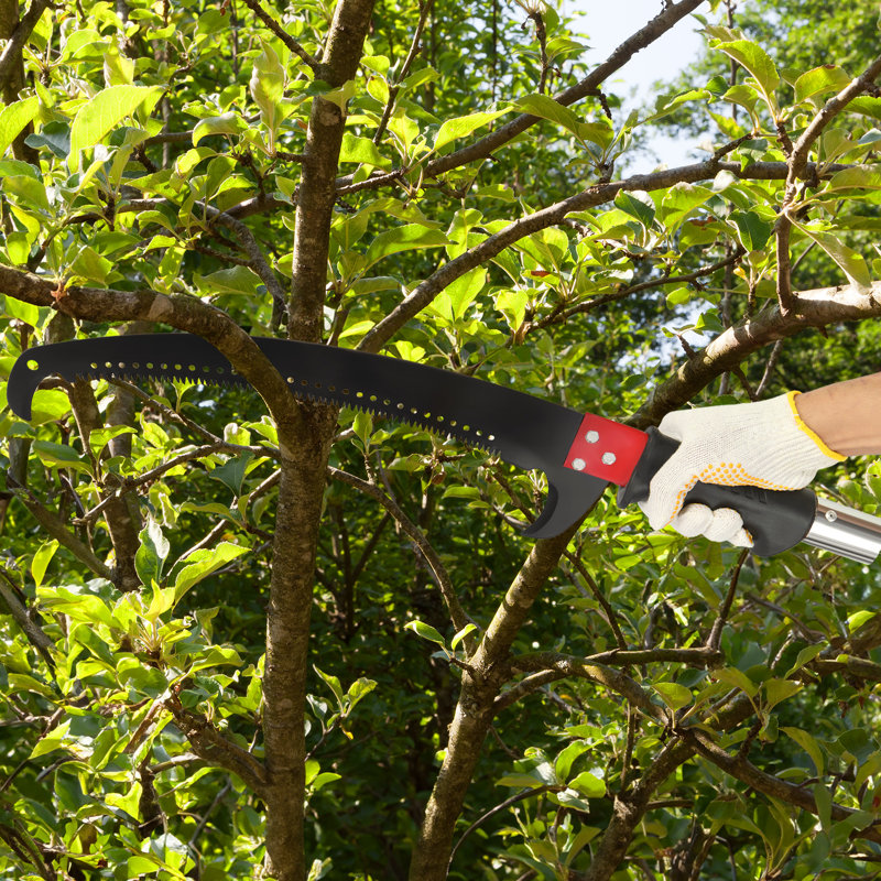 24FT Manual Pole Saw Tree Trimmers Long Handle Pruner Set, Yellow