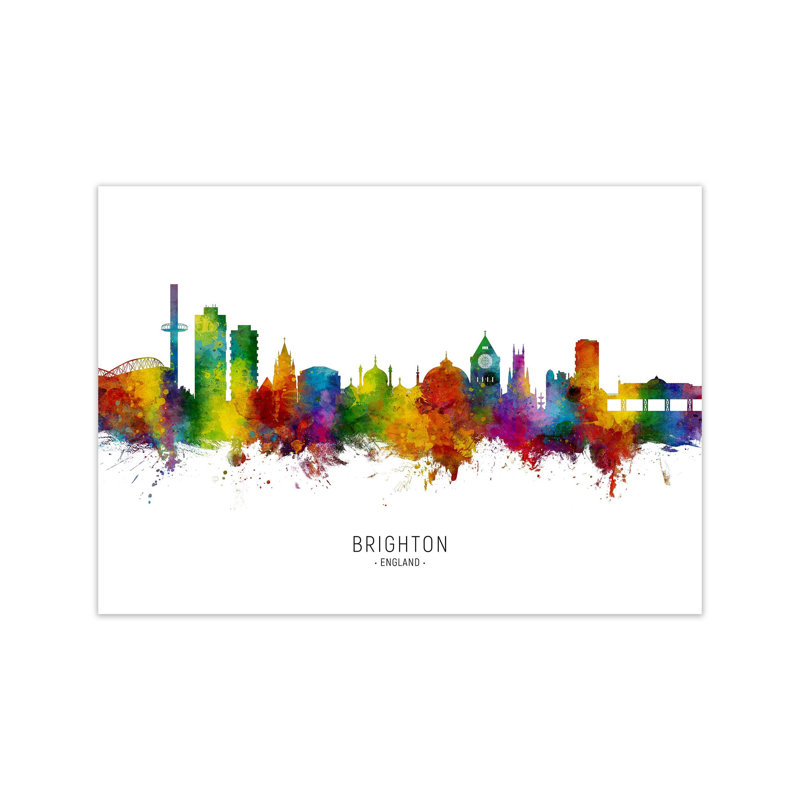 Brighton England Skyline by Michael Tompsett - Print, Unframed, 42cm H x 59cm W x 1cm D