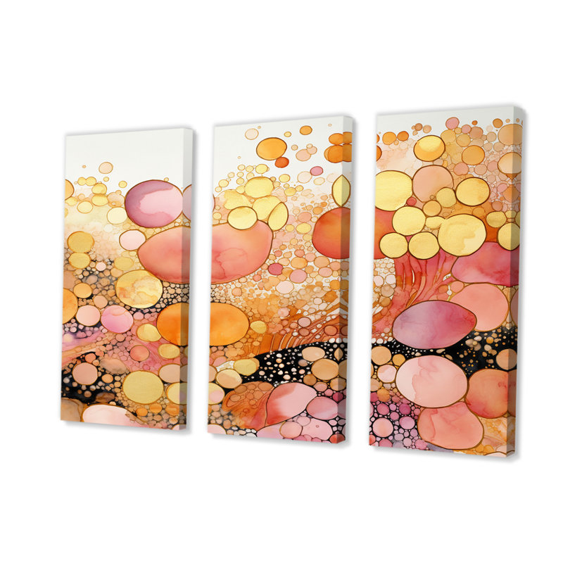 «Escape To Serenity», ensemble d'art mural moderne sur toile géométrique or rose II, H 28 po x l 36 po x P 1 po