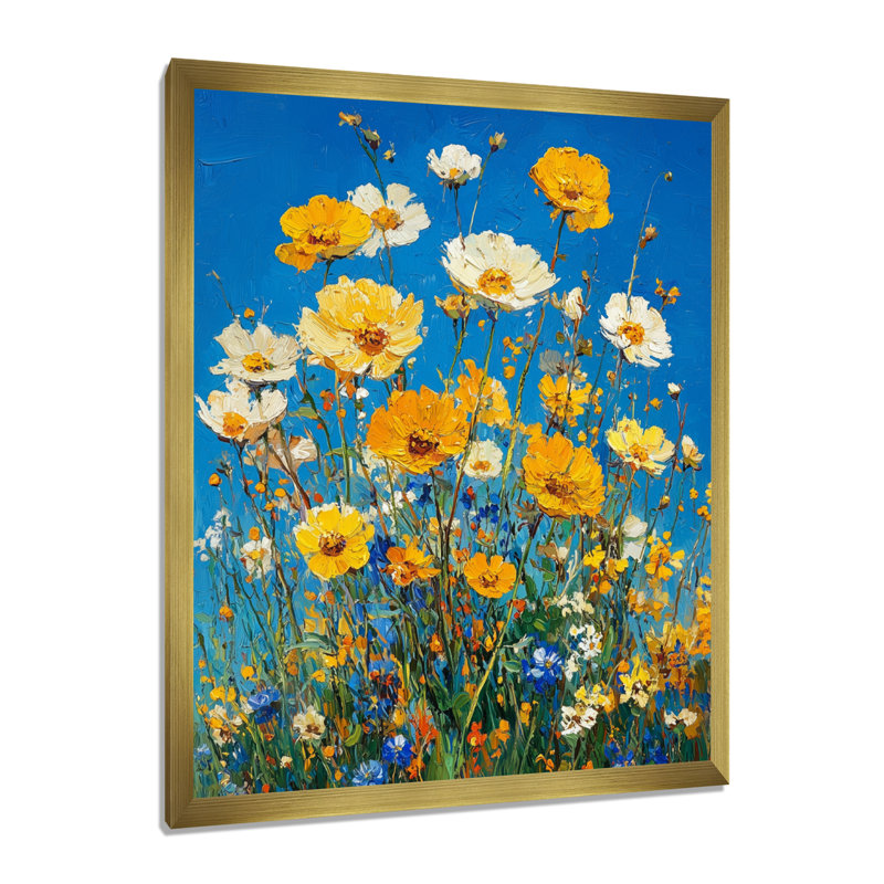 Bassham - décoration murale florale, H 44 po x l 34 po, Reproduction encadrée d'une seule photo, Doré