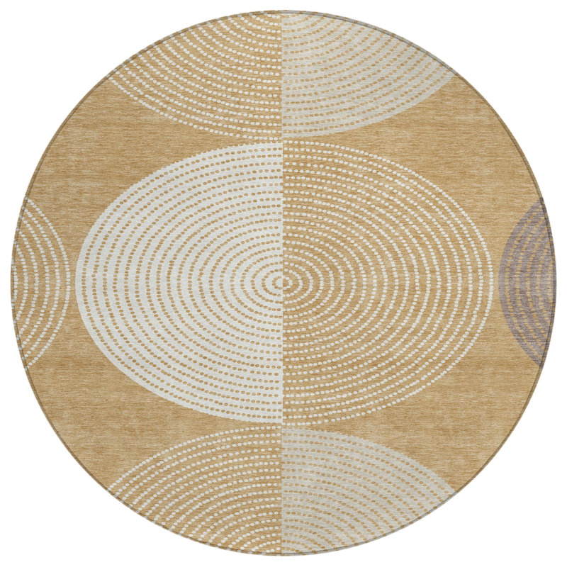 Machine Washable Indoor/Outdoor Jenning ACN2281 Geometric Rug, Round 8'