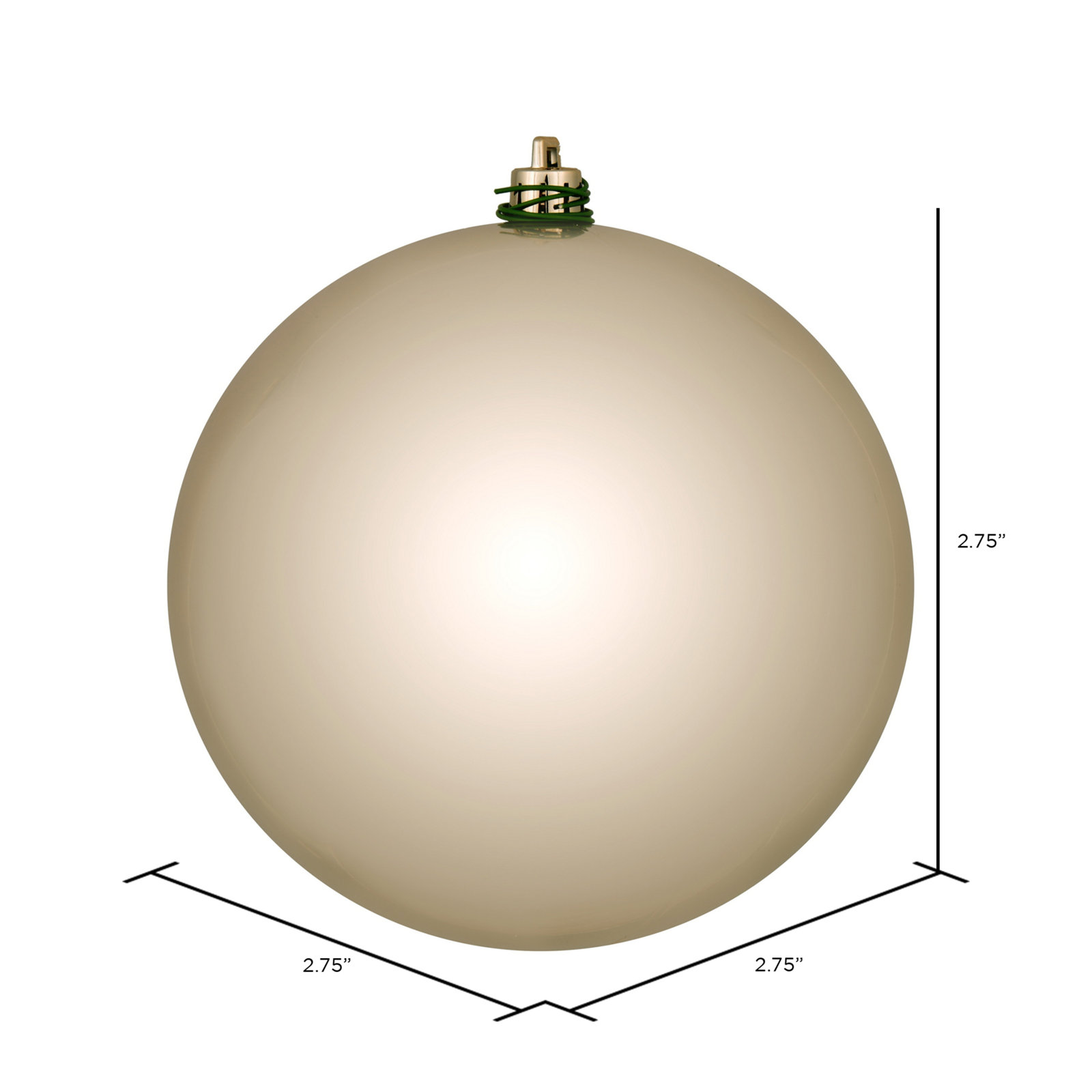 Holiday Décor Ball Ornament, 2.75" H x 2.75" W x 2.75" D, Oat Shiny