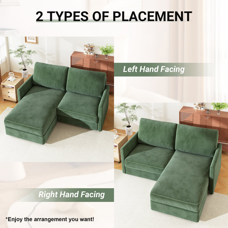 Modern Corduroy 2 Seater Sofa with Ottoman | Wayfair