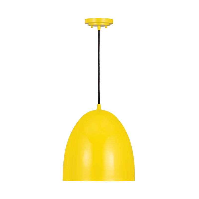 Luminaire suspendu 1 lumière Havertown Dome, Jaune, Jaune, H 15,5 po x l 12 po x P 12 po
