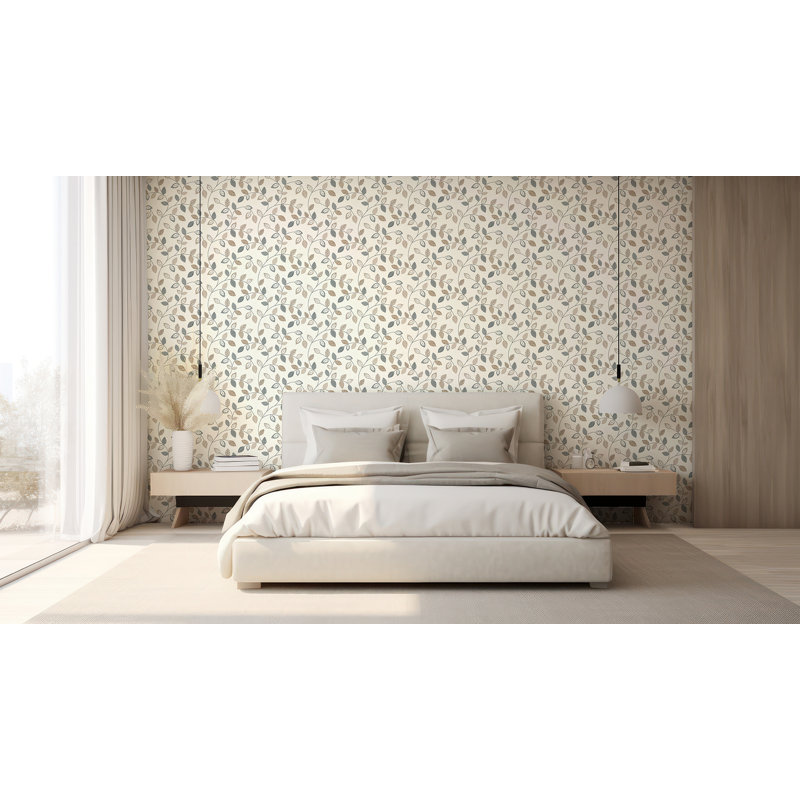 Sylvie Neutral Leaf Trail Wallpaper