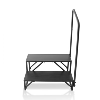 RV Steps, 2-Step RV Stairs, 440 LBS Load Capacity, Thickened Carbon Steel, With Handrail, Non-Slip Steps for Safe Entry and Exit, Suit for RV, Trailer, Camper Steps