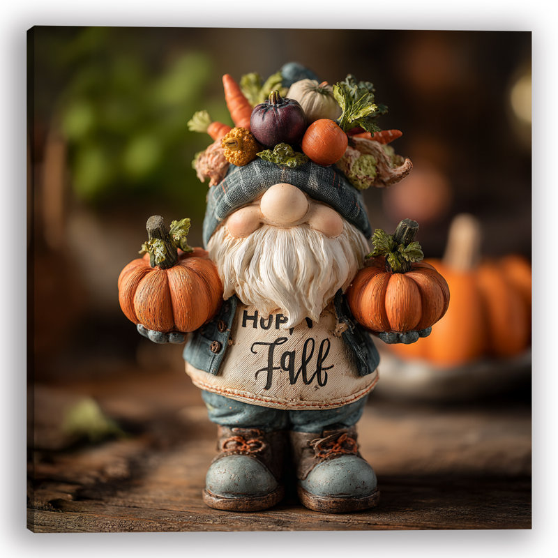 Fall Pumpkin Gnome Wrapped Canvas Wall Art