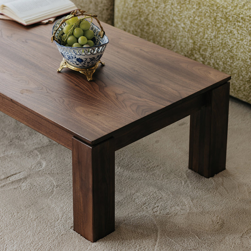 Modern walnut solid wood coffee table, 13.77”H x 47.24”L x 23.62”W