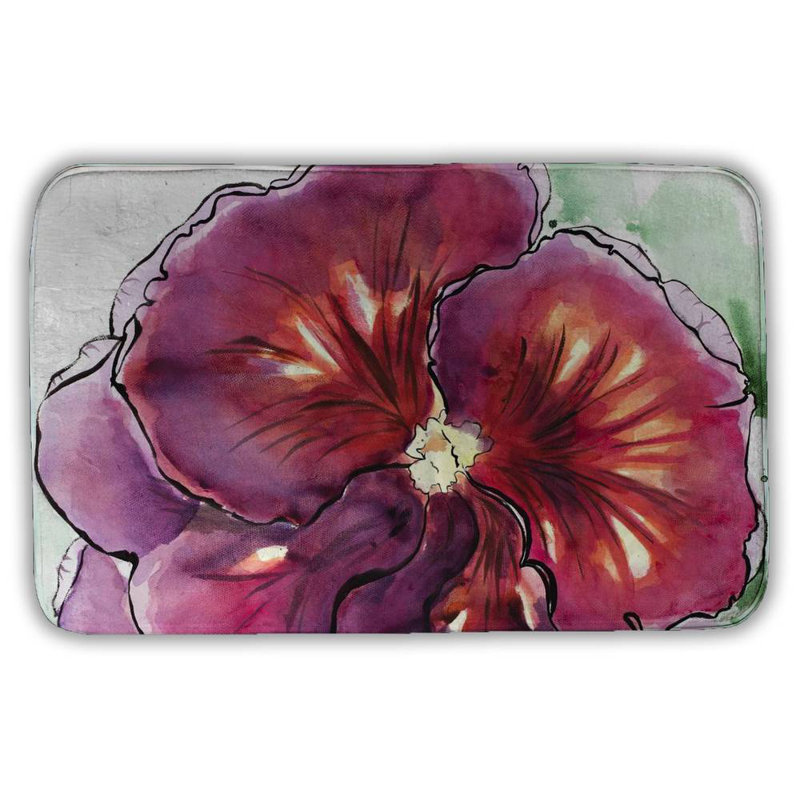 Blossoming orchid with wavy petals Bath Mat with Non-Slip Backing - Quick Dry Memory Foam Bathroom Rug - Absorbent - Modern Plush Spa-Style - Machine Washable