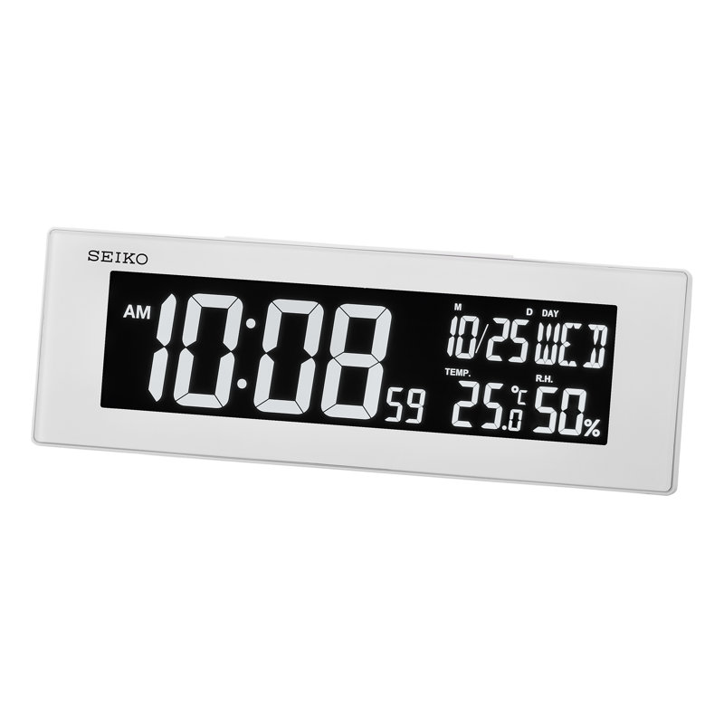QHL085WLH Digital Alarm Clock, White, White