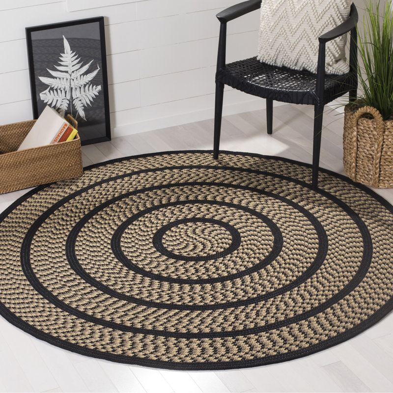 Tapis performance géométrique tissé à la main Georgina, Rond 6 pi